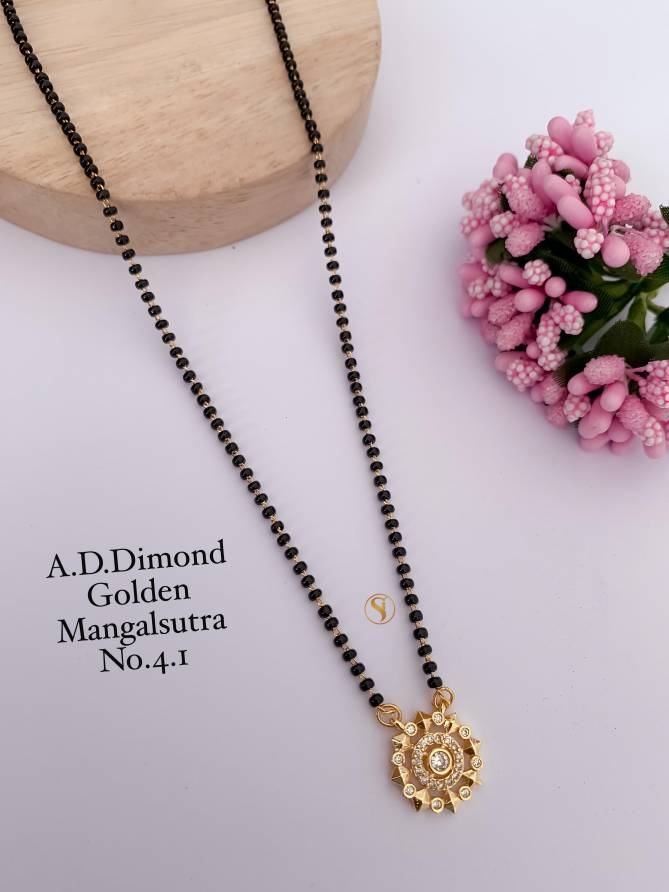 17 Daily Wear AD Diamond Golden Mangalsutra Wholesale Price In Surat
